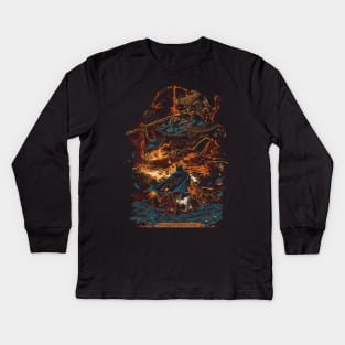 Fire and Flames Kids Long Sleeve T-Shirt